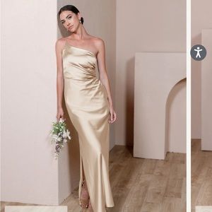 Revelry Champagne Jade Satin Dress